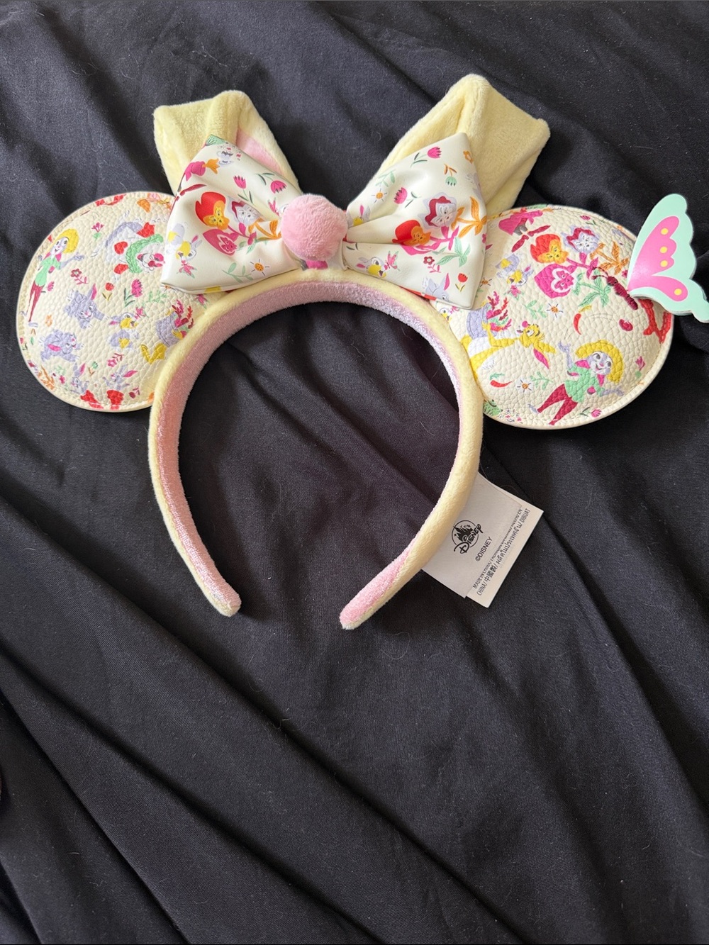 Disney Pastel Yellow and Pink Minnie Ear Headband with Floral Bow